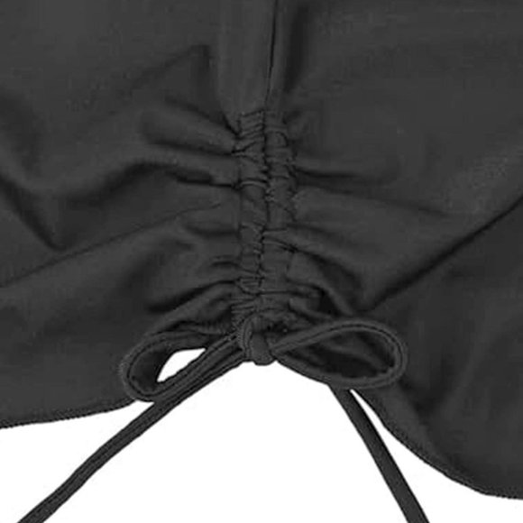 Plus 2Pc Tankini Set Black Womens 3X Dress Size 24 Cinch Front Swimsuit - Picture 7 of 8